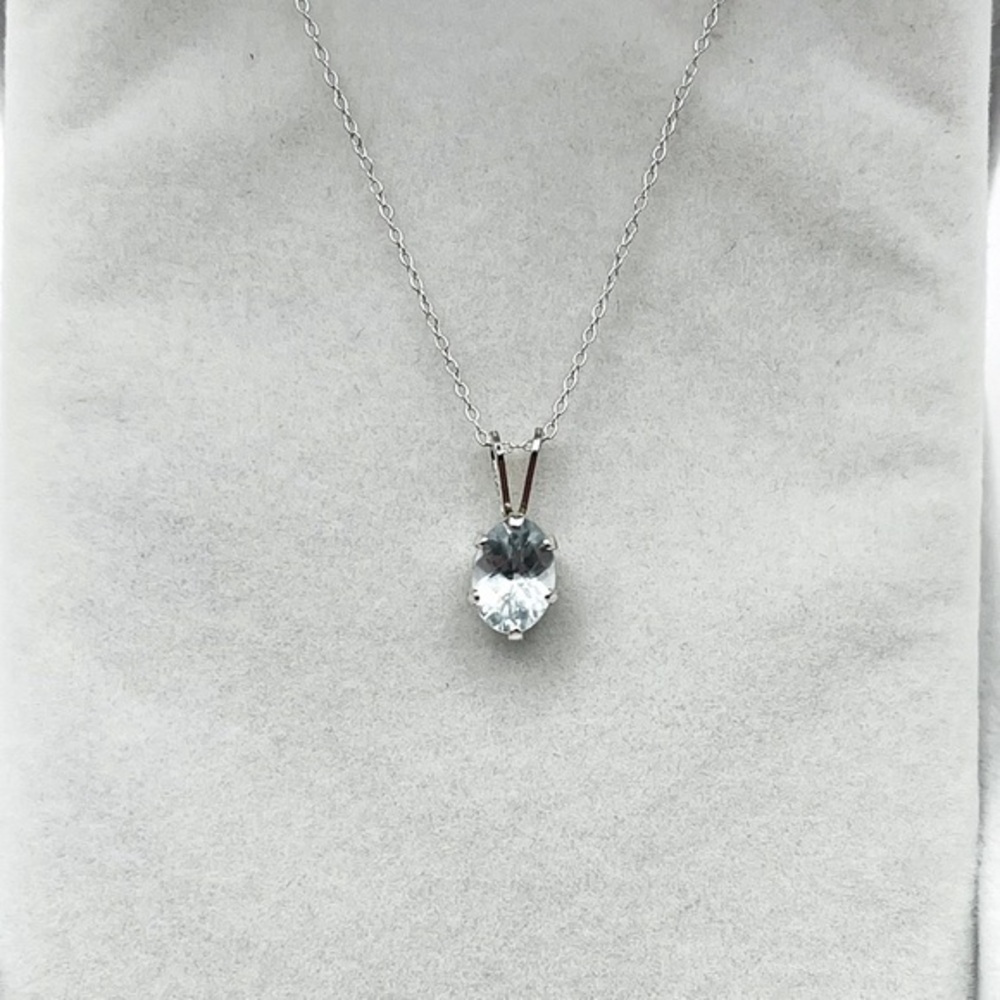 .75 Ct Genuine Aquamarine Oval Cut Dainty Sterling Silver Necklace